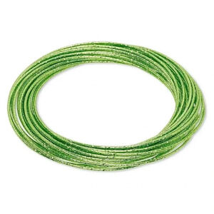 Multi Strand Green Textured Enameled Steel Interlocking Bangle Bracelet